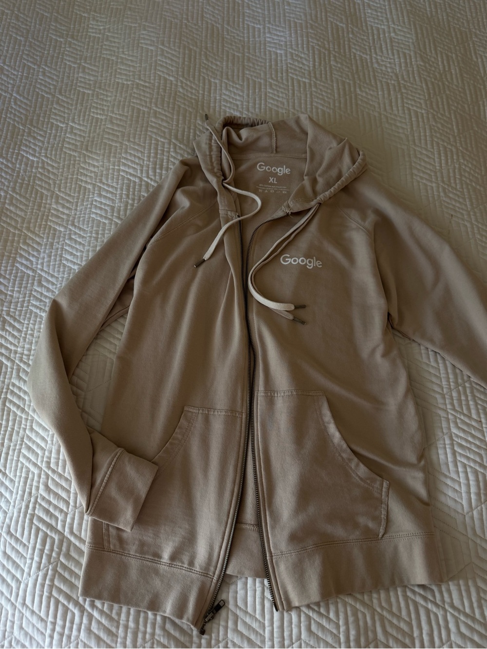 Google Full Zip Hoodie Beige Size XL